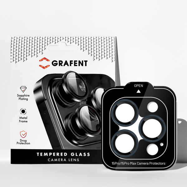 Grafent iPhone 15 Pro / 15 Pro Max Safir Lens Koruyucu - Mavi