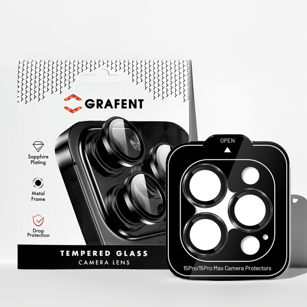 Grafent iPhone 16 Pro / 16 Pro Max Safir Lens Koruyucu - Siyah