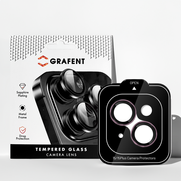 Grafent iPhone 15 / 15 Plus Safir Lens Koruyucu - Pembe